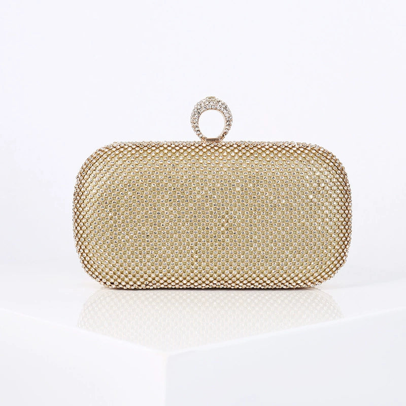 Alloy Solid Color Glitter Crystals Clutch Women's Handbags