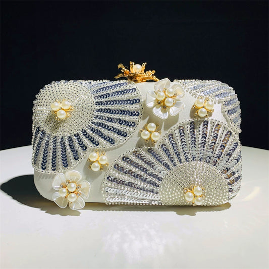 Flower Shining Pearls Clutch Unique Handbags