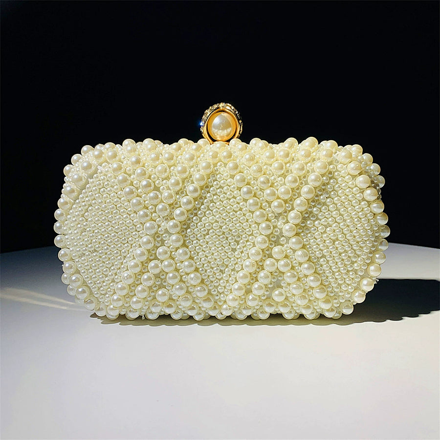 Fashionable Sparkling Pearls Clutch Unique Handbags