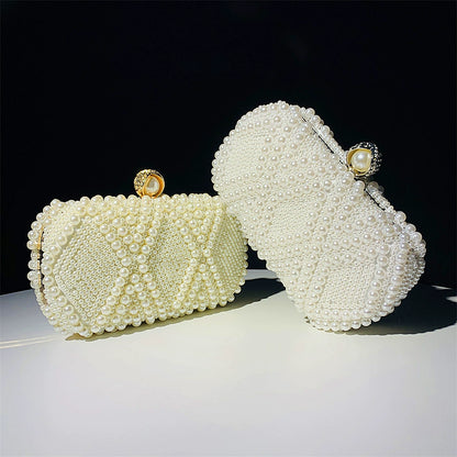 Fashionable Sparkling Pearls Clutch Unique Handbags