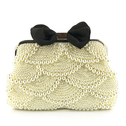 Shining Bow Pearls Clutch Unique Handbags