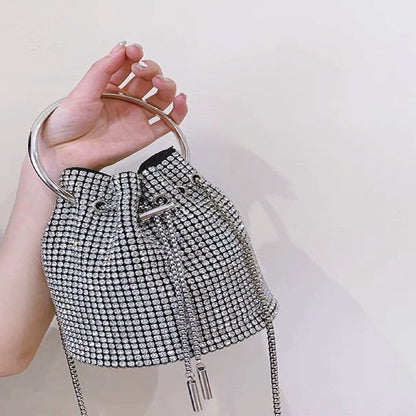 Charming Gorgeous Rhinestone Clutch Women's Chain Bucket Bags