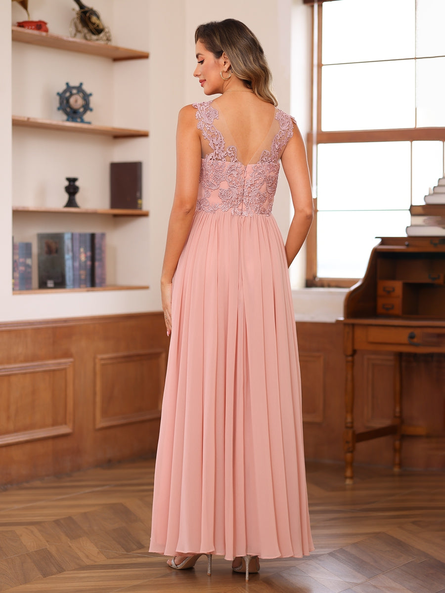 A-Line/Princess V-Neck Appliques Chiffon Mother of the Bride Dresses with Jacket