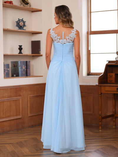 A-Line/Princess V-Neck Appliques Ruched Mother of the Bride Dresses with Cape