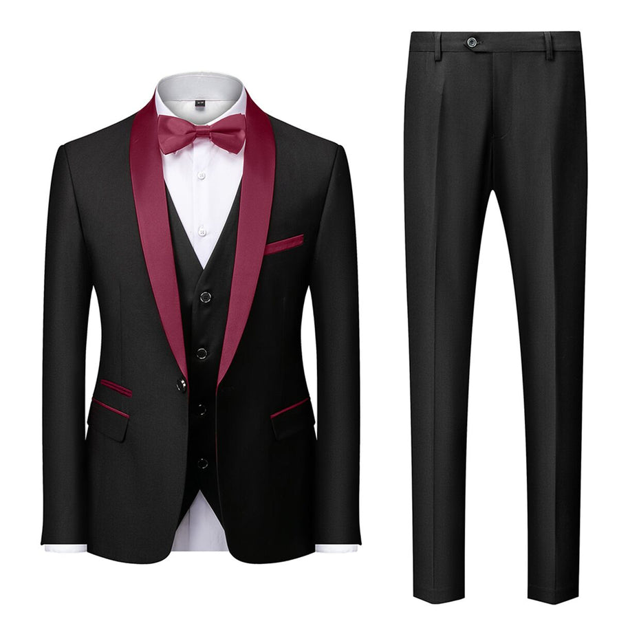 Tailored Fit Single Breasted One-button 3 Pieces Solid Colored Men's Wedding Suits