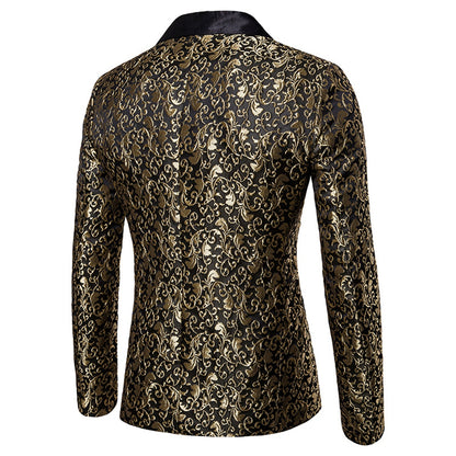 Men's Tailored Fit Single Breasted One-Button Printed Party Jacket