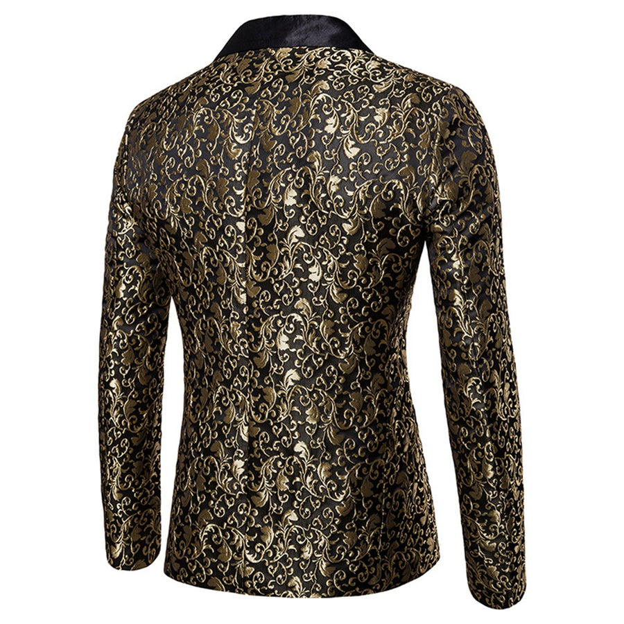 Men's Tailored Fit Single Breasted One-Button Printed Party Jacket