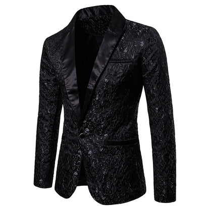 Men's Tailored Fit Single Breasted One-Button Printed Party Jacket