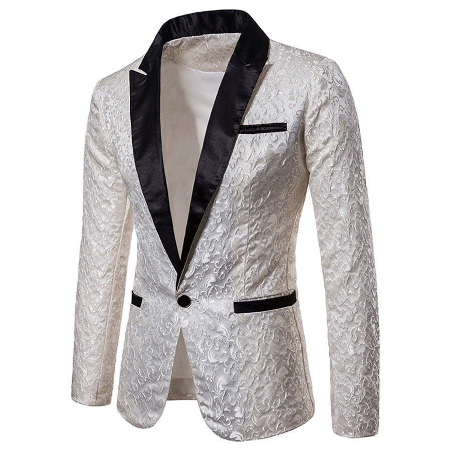 Men's Tailored Fit Single Breasted One-Button Printed Party Jacket