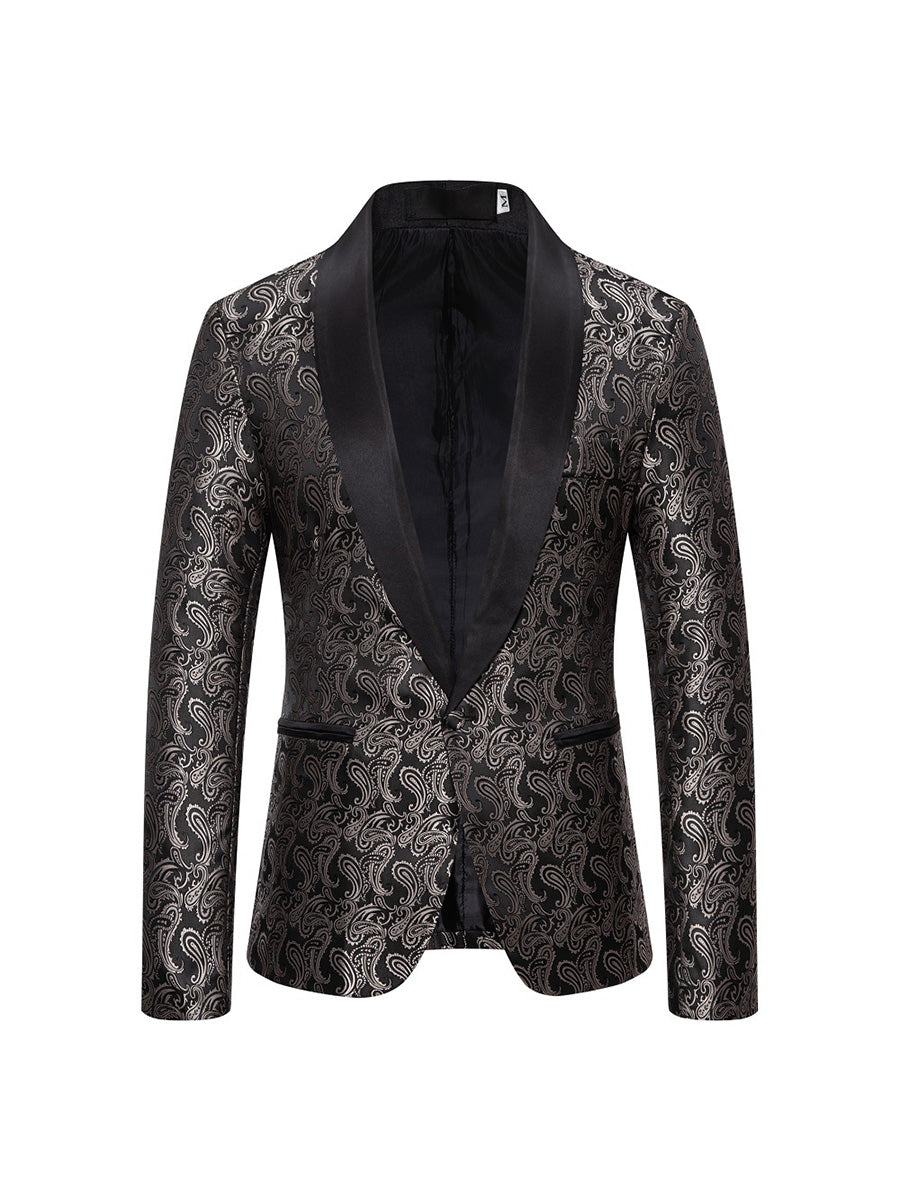 Men's Tailored Fit Single Breasted One-Button Printed Party Jacket