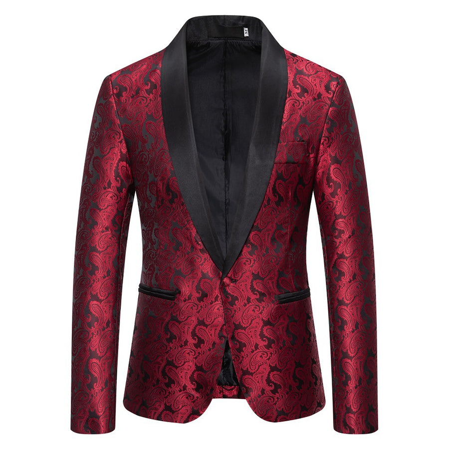 Men's Tailored Fit Single Breasted One-Button Printed Party Jacket