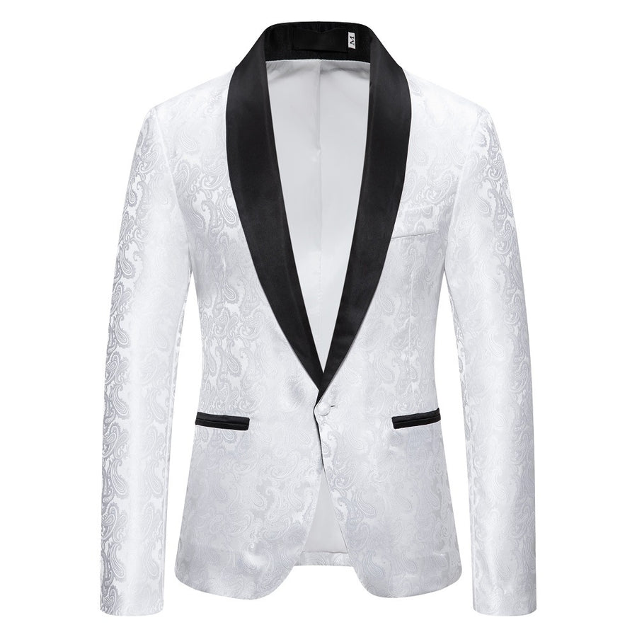 Men's Tailored Fit Single Breasted One-Button Printed Party Jacket