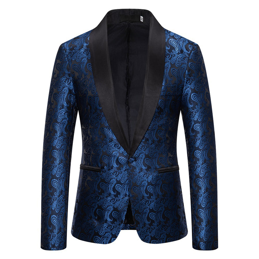 Men's Tailored Fit Single Breasted One-Button Printed Party Jacket