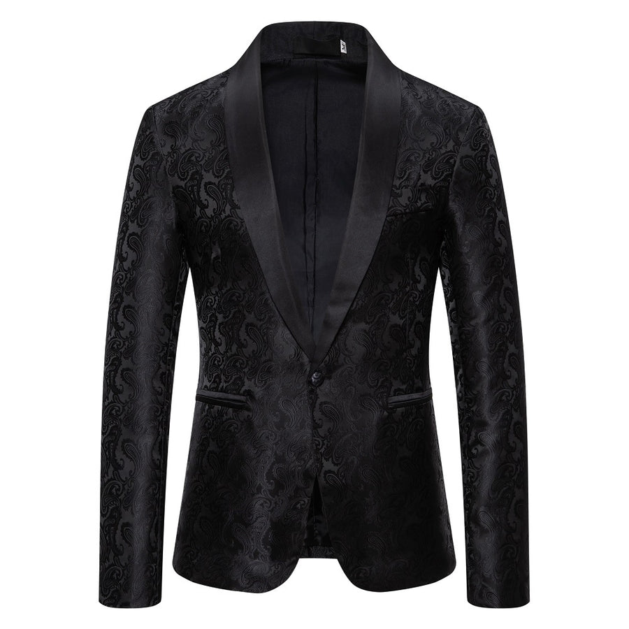 Men's Tailored Fit Single Breasted One-Button Printed Party Jacket