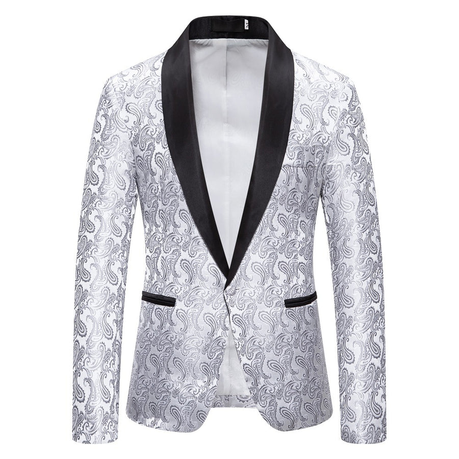 Men's Tailored Fit Single Breasted One-Button Printed Party Jacket