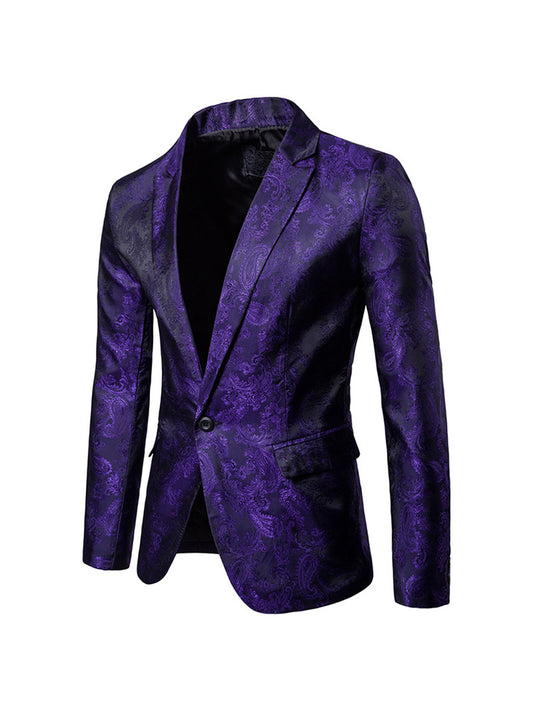 Tailored Fit Single Breasted One-Button Printed Colored Men's Wedding Suits