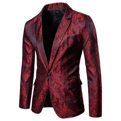 Tailored Fit Single Breasted One-Button Printed Colored Men's Wedding Suits