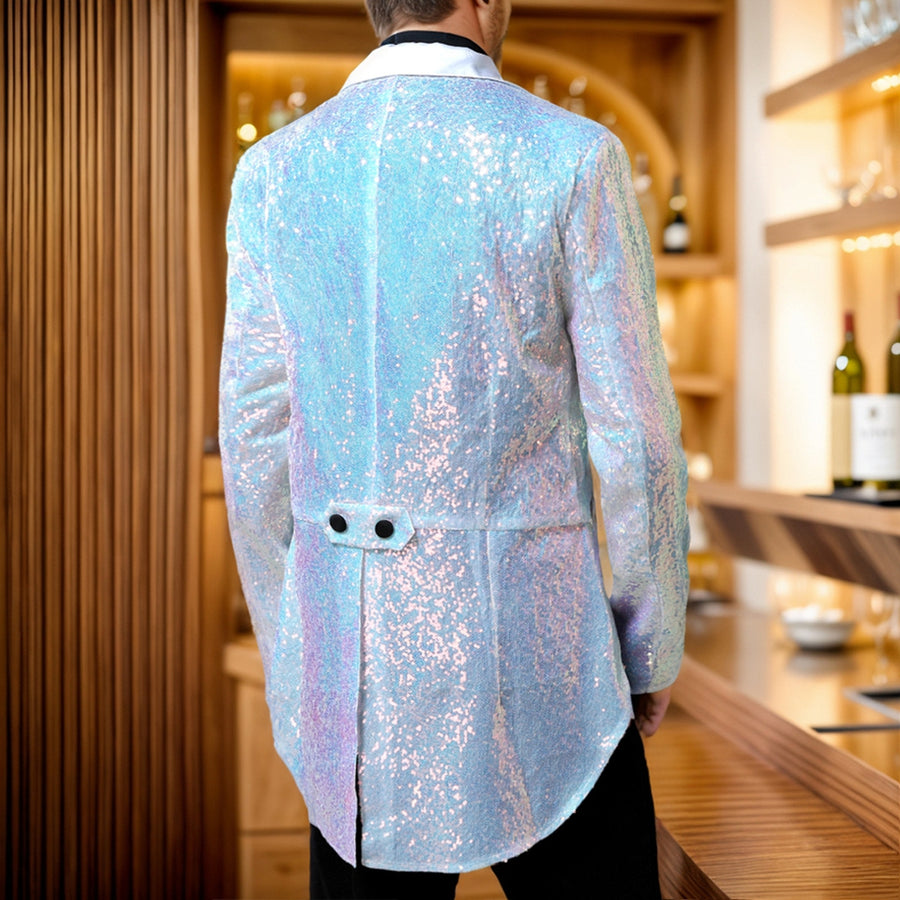 Tailored Fit Single Breasted Six-Button Sequin Colored Men's Party Jacket