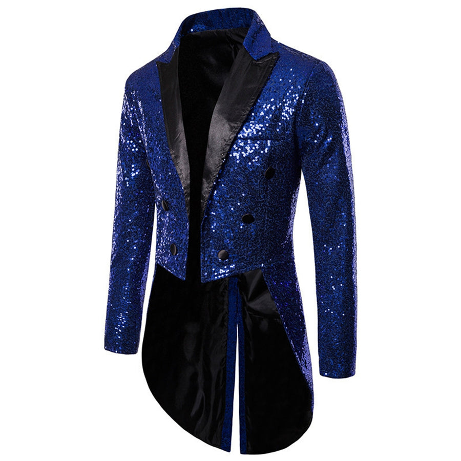 Tailored Fit Single Breasted Six-Button Sequin Colored Men's Party Jacket