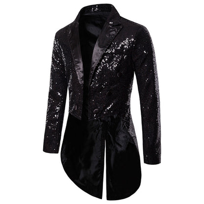 Tailored Fit Single Breasted Six-Button Sequin Colored Men's Party Jacket