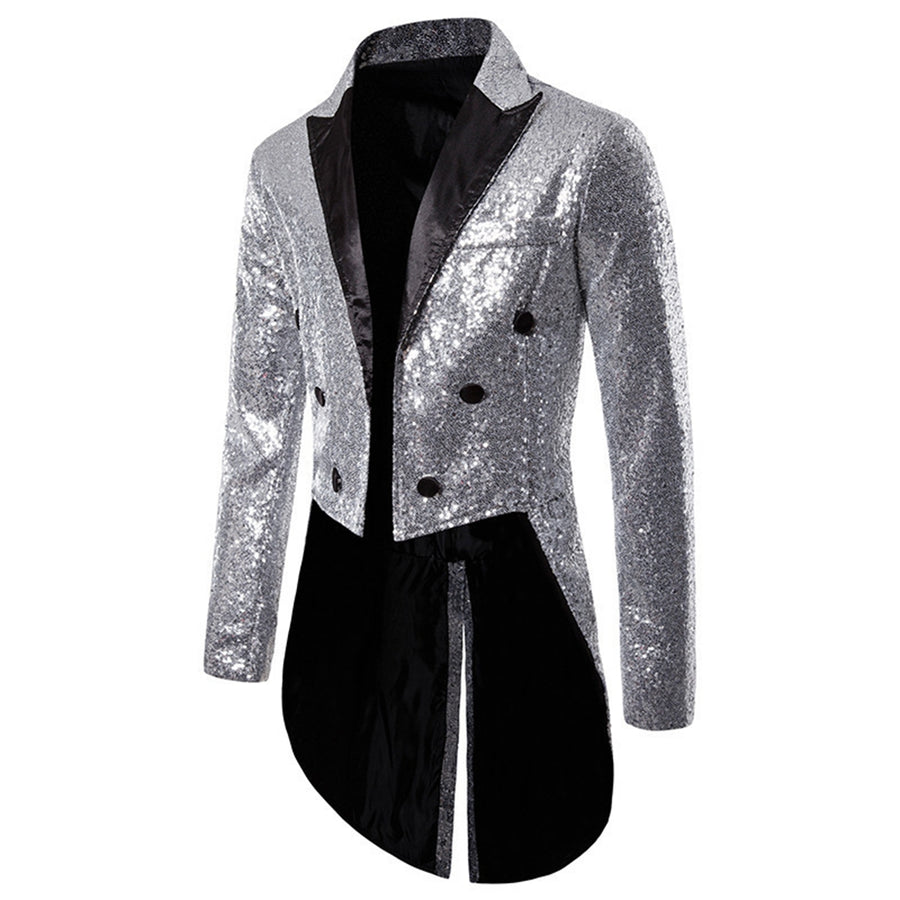 Tailored Fit Single Breasted Six-Button Sequin Colored Men's Party Jacket