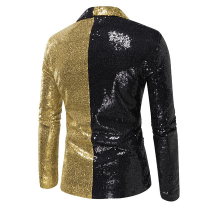 Tailored Fit Single Breasted One-Button Sequin Men's Party Jacket