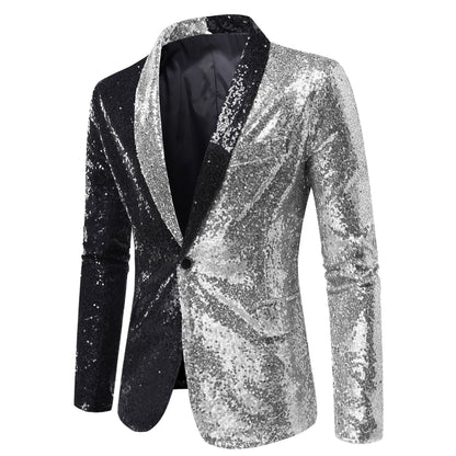 Tailored Fit Single Breasted One-Button Sequin Men's Party Jacket