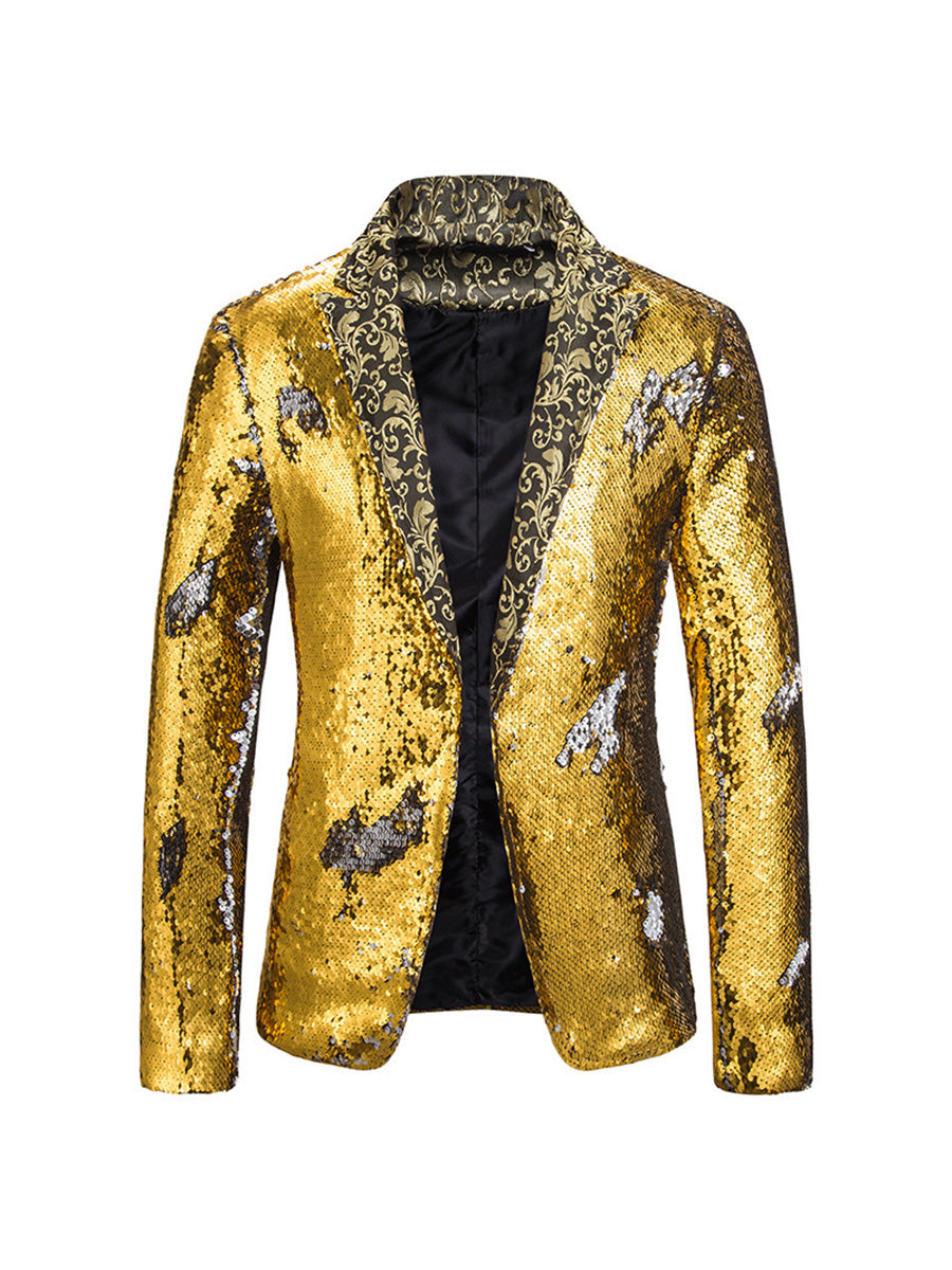 Tailored Fit Single Breasted Sequin Men's Party Jacket