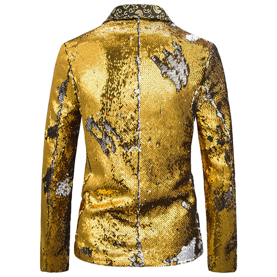 Tailored Fit Single Breasted Sequin Men's Party Jacket