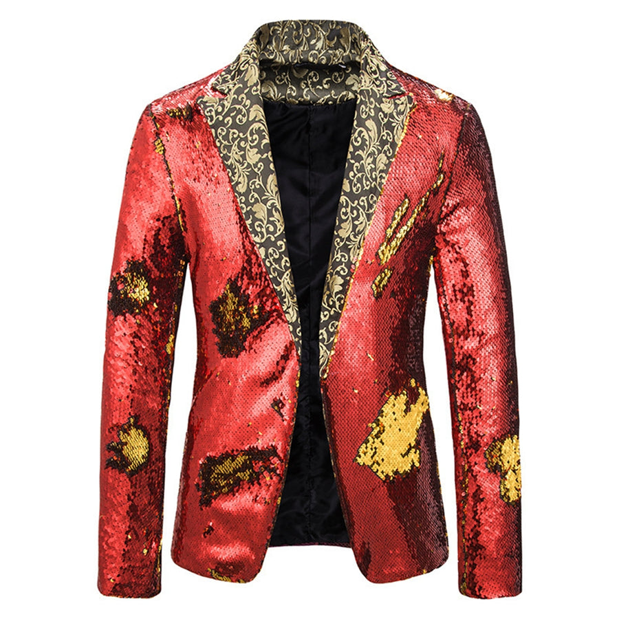 Tailored Fit Single Breasted Sequin Men's Party Jacket