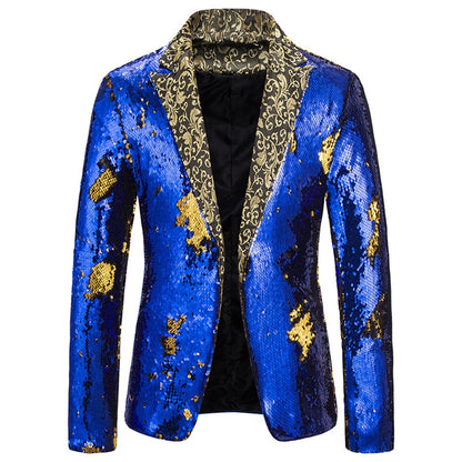 Tailored Fit Single Breasted Sequin Men's Party Jacket