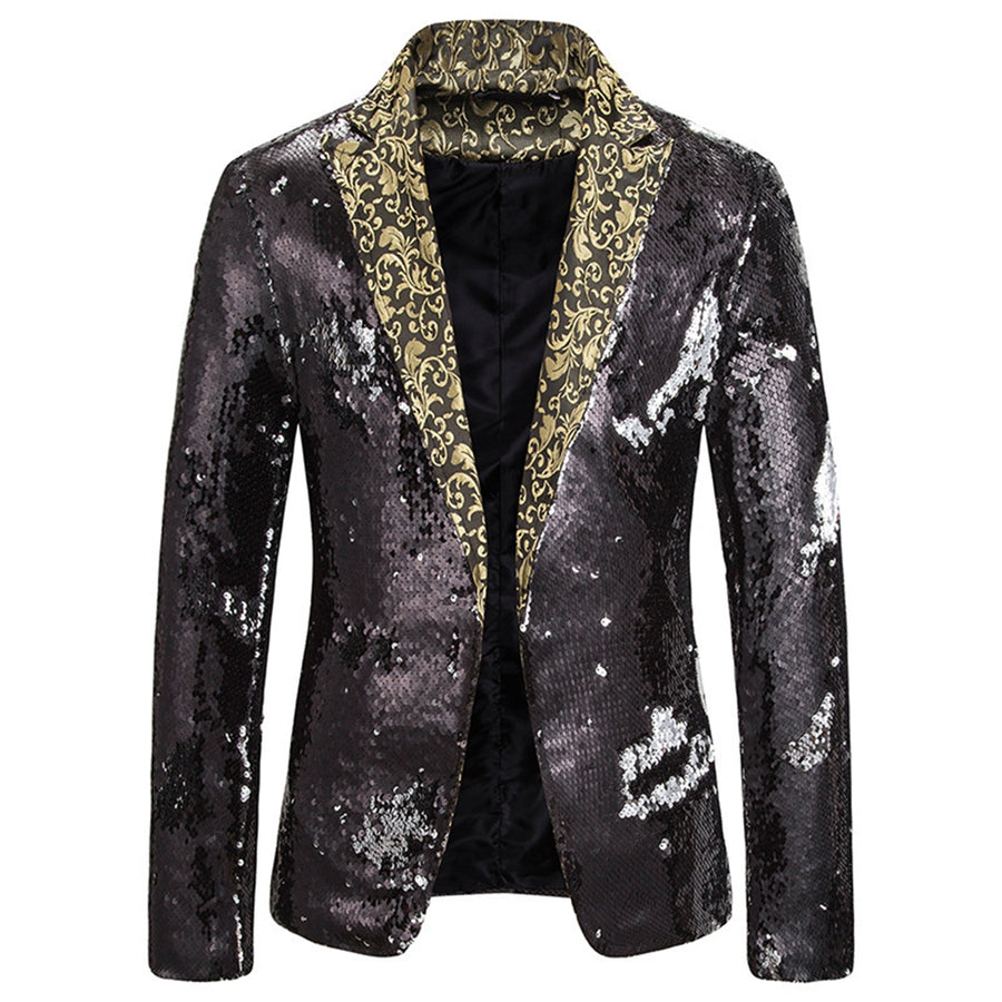 Tailored Fit Single Breasted Sequin Men's Party Jacket