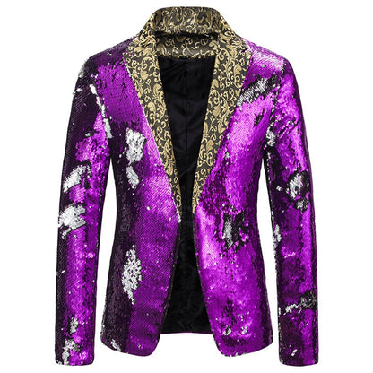 Tailored Fit Single Breasted Sequin Men's Party Jacket