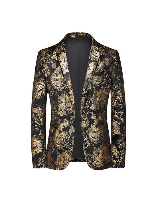 Tailored Fit Single Breasted One-Button Printed Men's Party Jacket