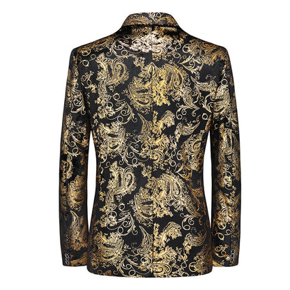 Tailored Fit Single Breasted One-Button Printed Men's Party Jacket