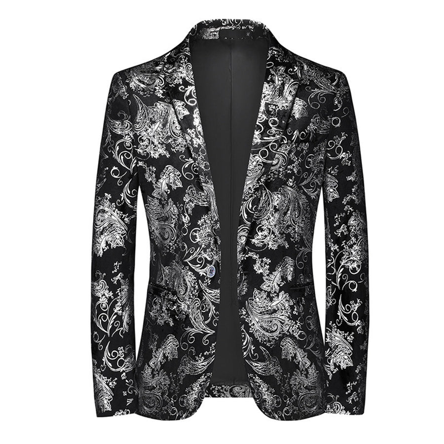 Tailored Fit Single Breasted One-Button Printed Men's Party Jacket