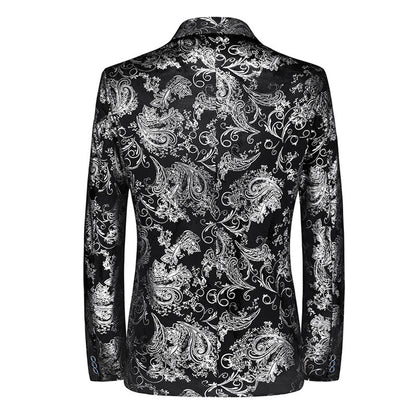 Tailored Fit Single Breasted One-Button Printed Men's Party Jacket