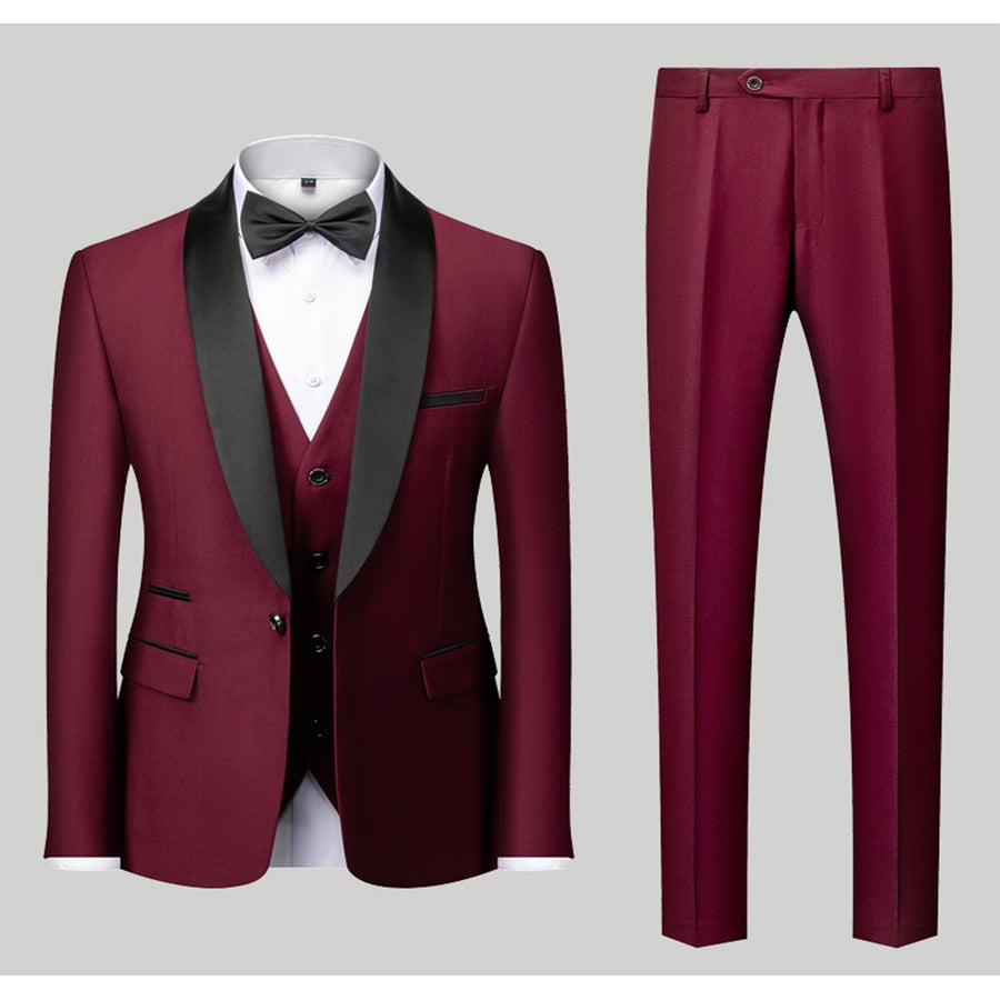 Tailored Fit Single Breasted One-Button 3 Pieces Patterned Men's Wedding Suits