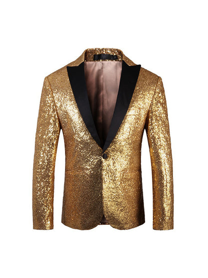 Tailored Fit Single Breasted One-Button Sequin Men's Party Jacket