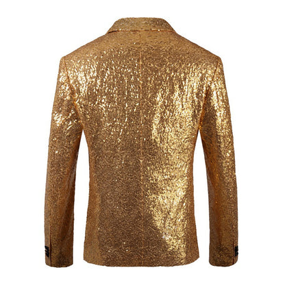 Tailored Fit Single Breasted One-Button Sequin Men's Party Jacket