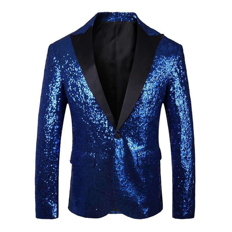 Tailored Fit Single Breasted One-Button Sequin Men's Party Jacket