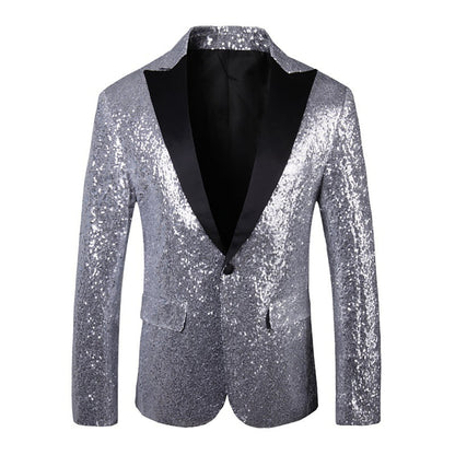 Tailored Fit Single Breasted One-Button Sequin Men's Party Jacket