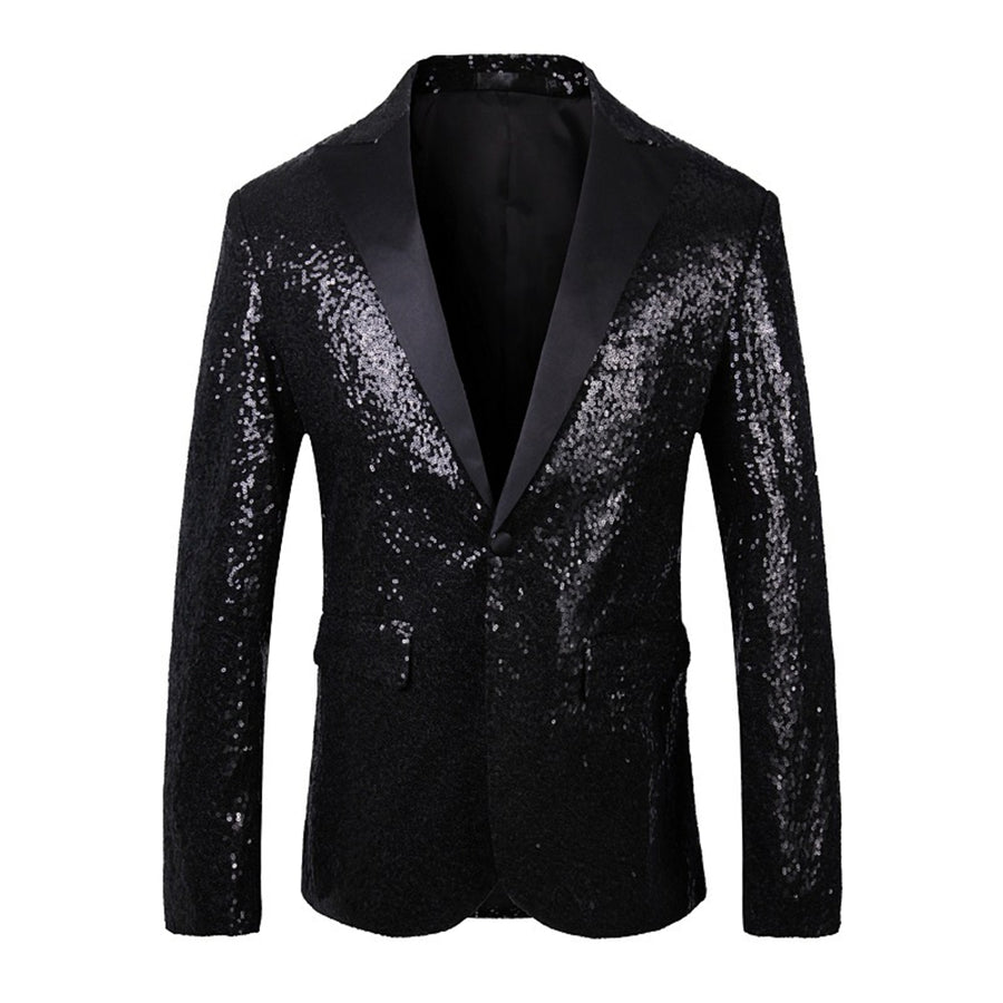 Tailored Fit Single Breasted One-Button Sequin Men's Party Jacket