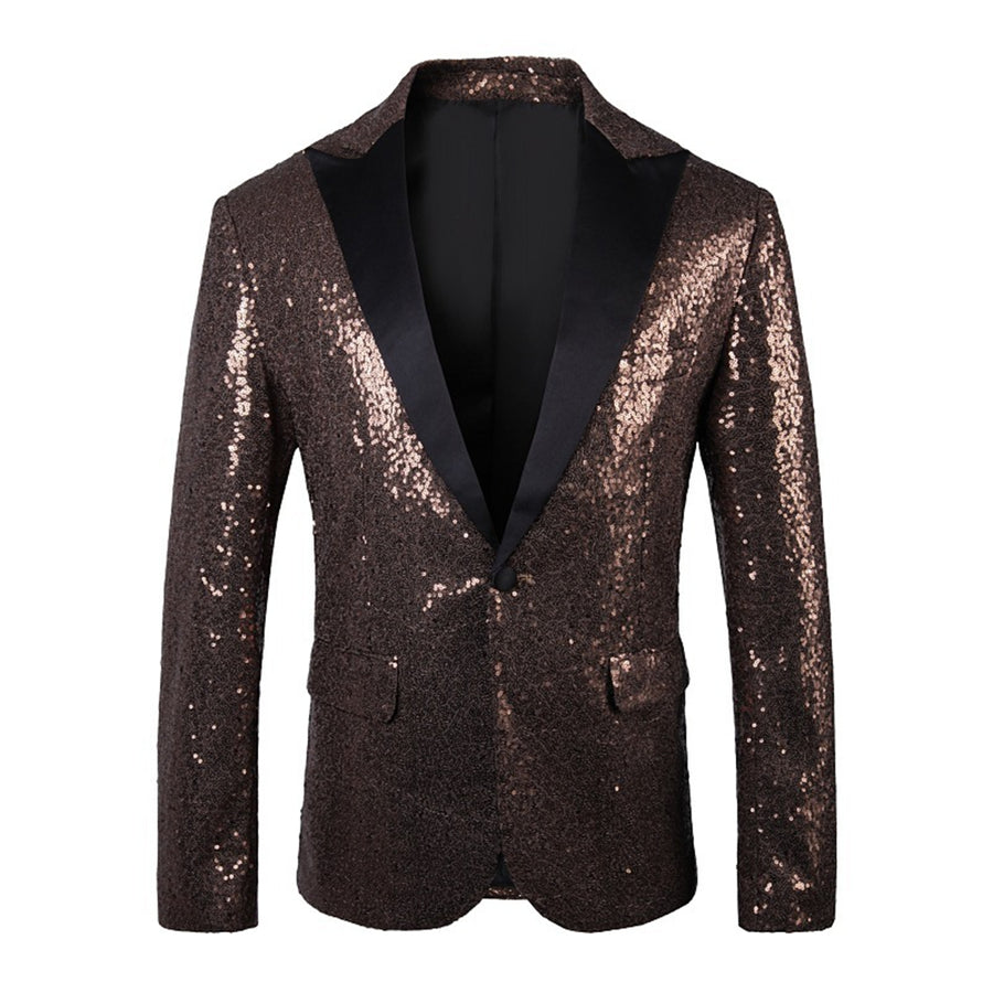 Tailored Fit Single Breasted One-Button Sequin Men's Party Jacket