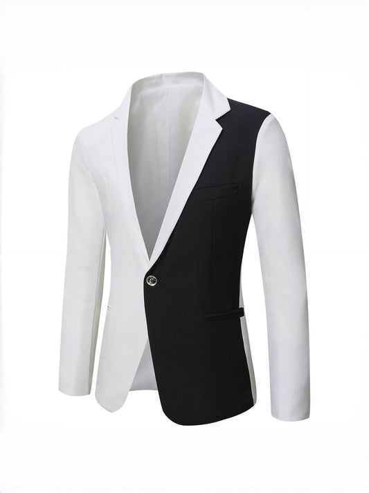 Tailored Fit Notched Lapel Single Breasted One-button Men's Party Jacket