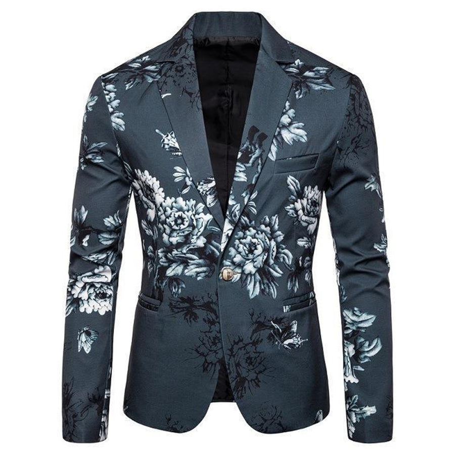 Tailored Fit Notched Lapel Single Breasted One-button Men's Party Jacket