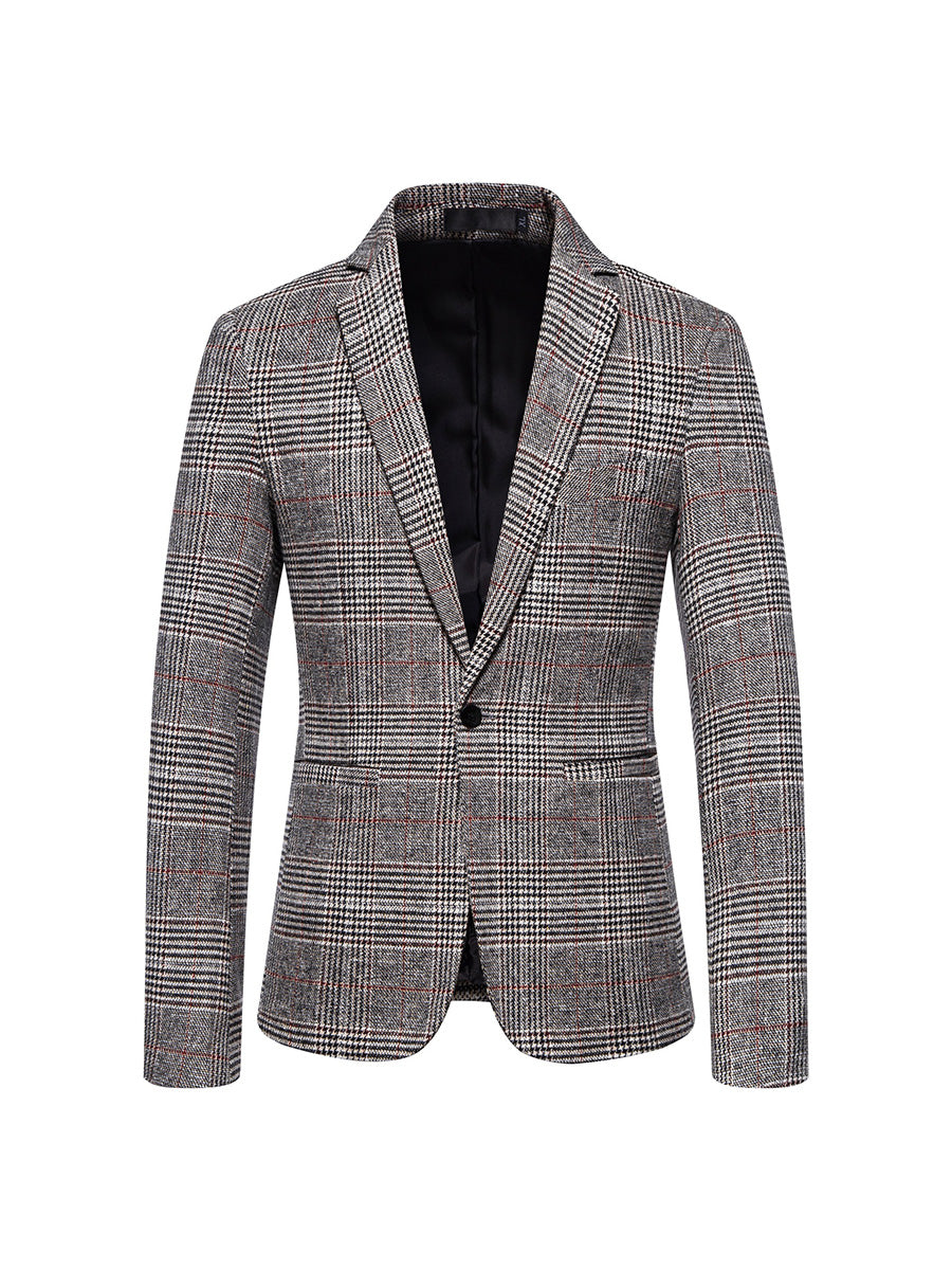 Tailored Fit Notched Lapel Single Breasted One-button Striped Men's Party Jacket