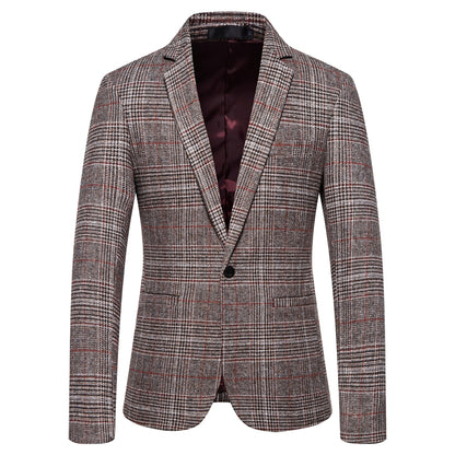 Tailored Fit Notched Lapel Single Breasted One-button Striped Men's Party Jacket