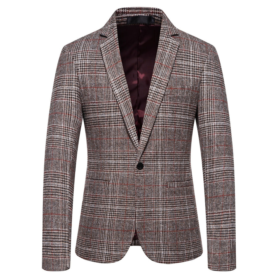 Tailored Fit Notched Lapel Single Breasted One-button Striped Men's Party Jacket