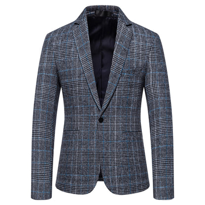 Tailored Fit Notched Lapel Single Breasted One-button Striped Men's Party Jacket